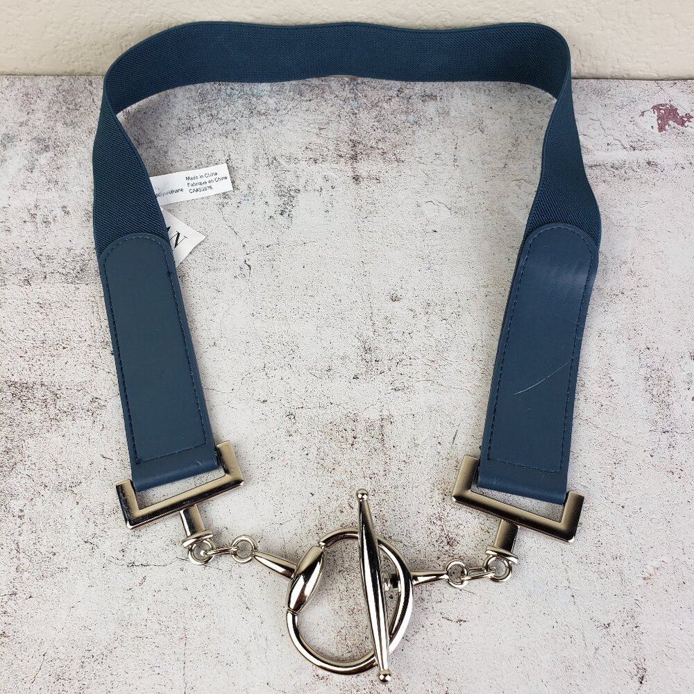 ARTIZAN by Robin Barre Belt Horsebit Toggle Buckle Vegan Leather Blue size M/L